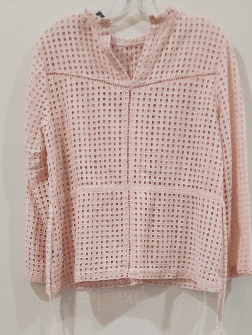 Light Pink Eyelet Peasant Top